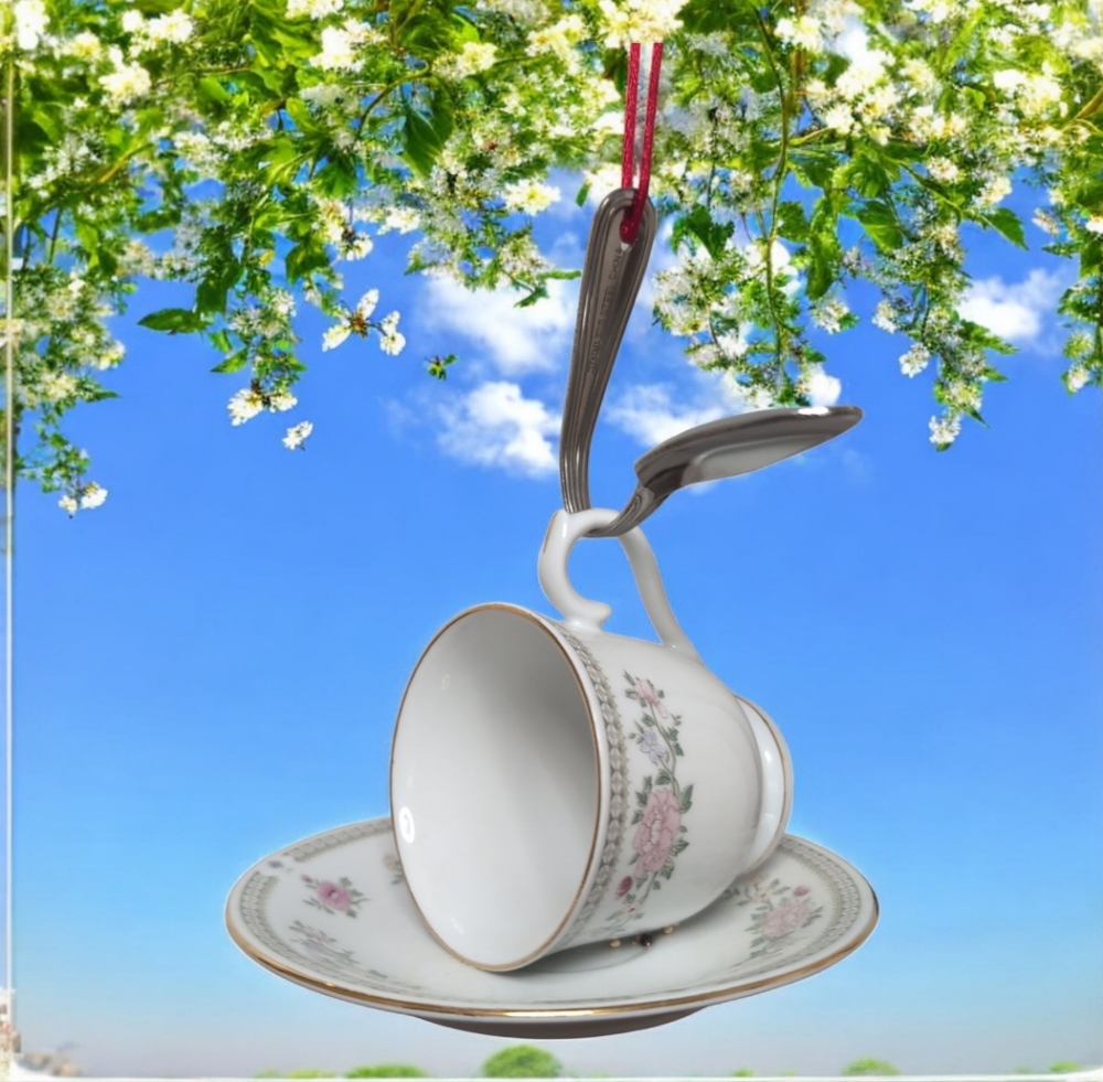 White Bird Feeder for Garden Birds Handcrafted